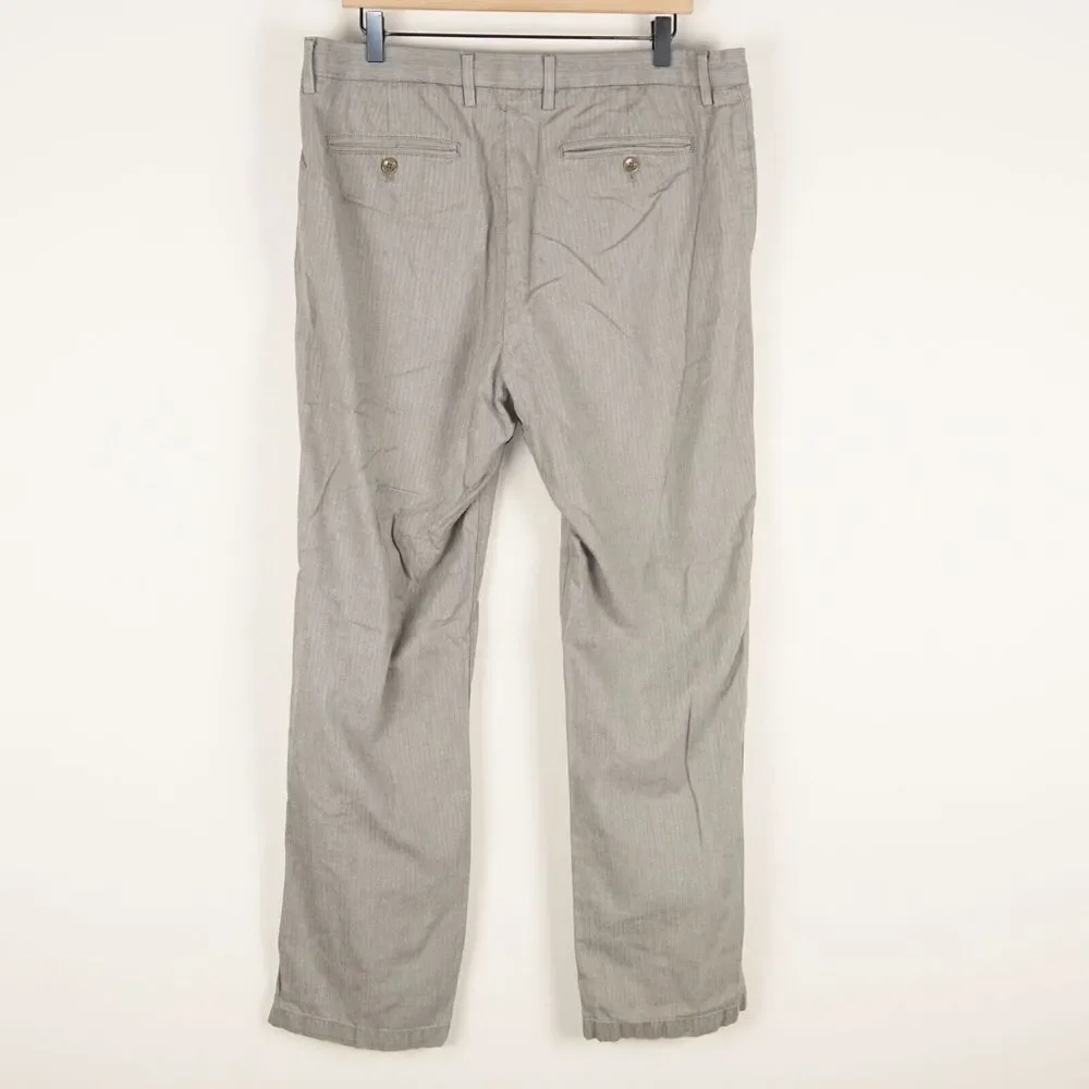 Banana Republic Kentfield Straight Fit Pant Harringbone Gray Pants Mens 36 x 32